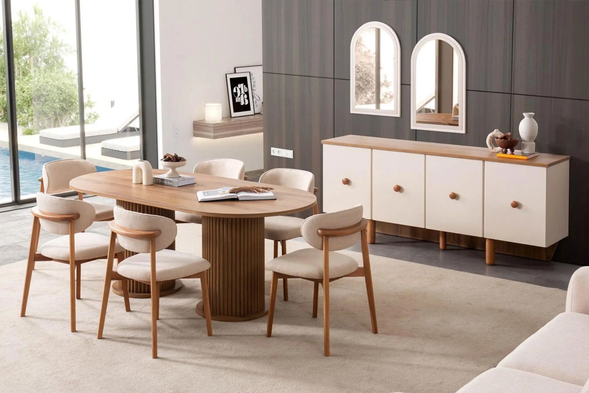 Soft Yemek Odası Takımı - Şık ve modern İnegöl Mobilyası tasarımı, konforlu yemek alanları için estetik ve fonksiyonelliği bir araya getiriyor.
