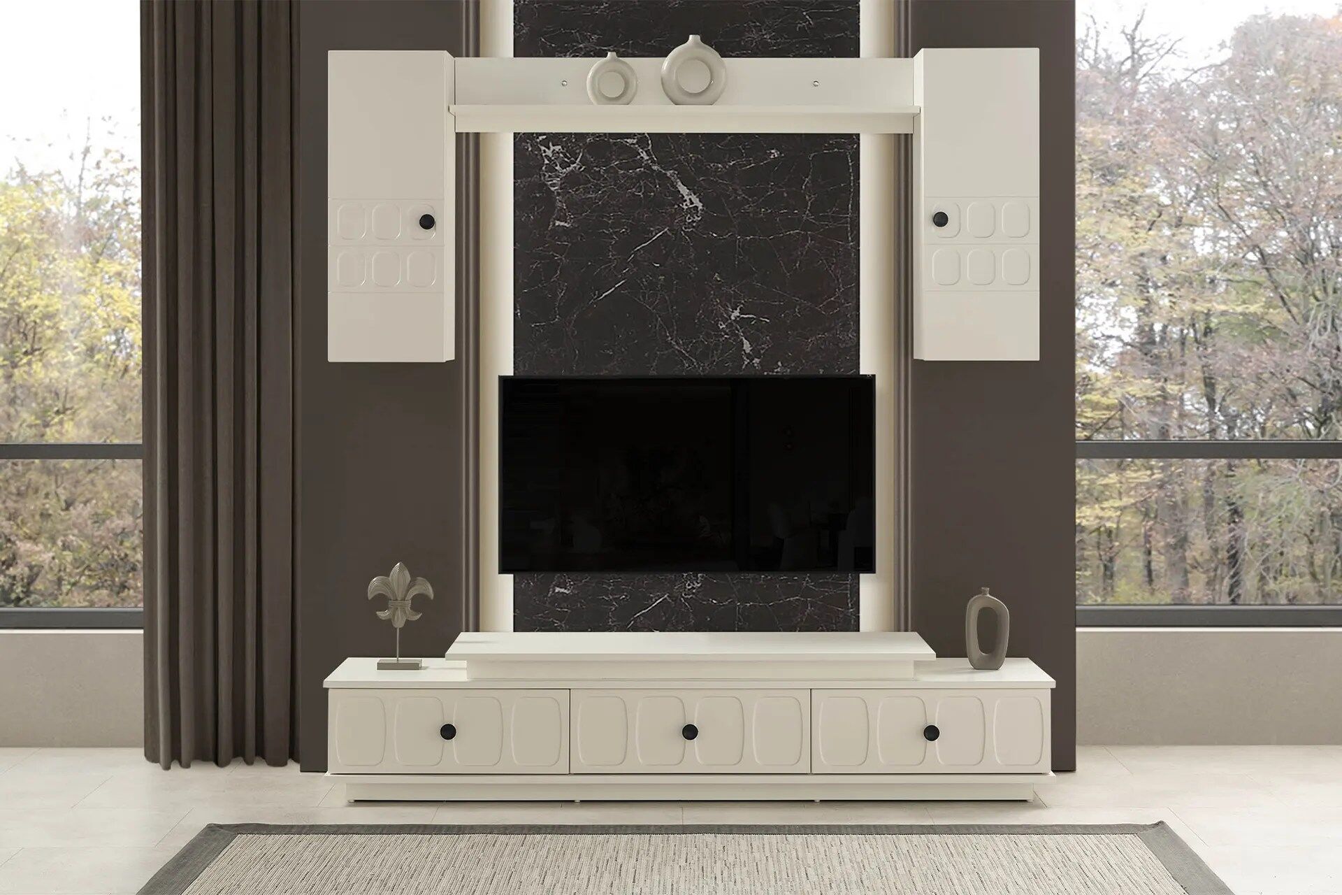 Petek TV Ünitesi - Şık ve modern İnegöl Mobilyası tasarımı, fonksiyonel depolama alanlarıyla yaşam alanınıza estetik katıyor